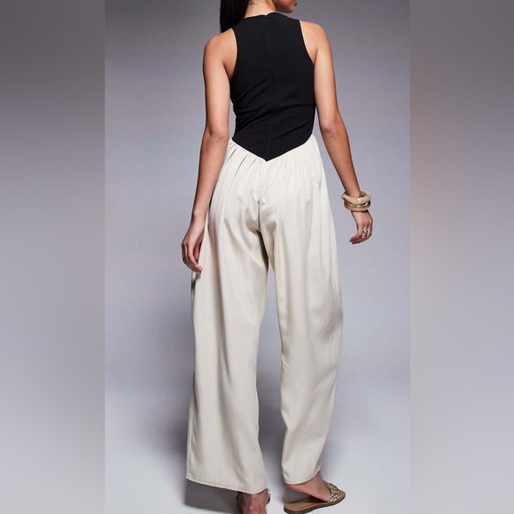 ASOS Wide Leg Cupro Jumpsuit – Two-Tone, Sleeveless, Chic - Picture 2 of 7